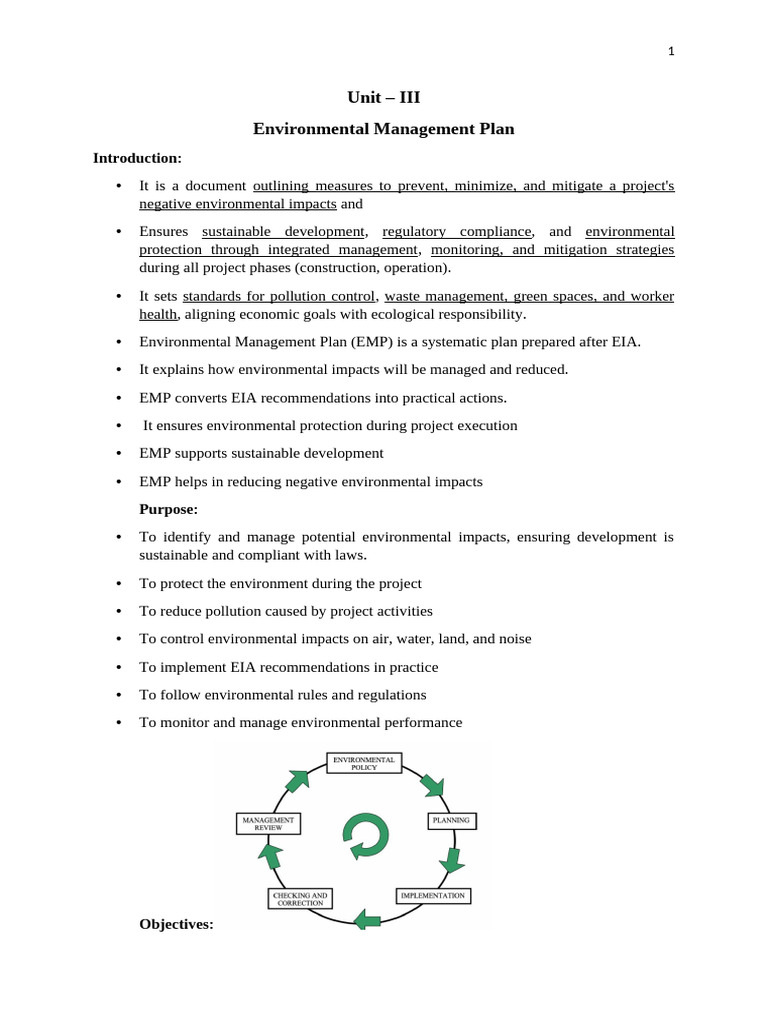 Unit - III - Environmental Management Plan | PDF | Environmental Impact ...