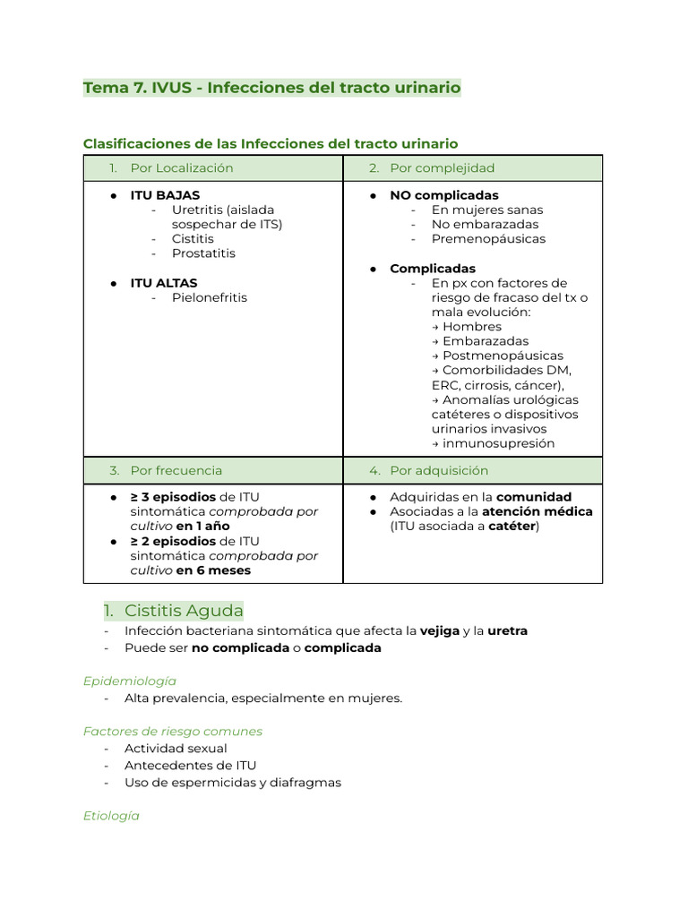 Tema 7. IVUS | PDF | Infección del tracto urinario | Especialidades Medicas