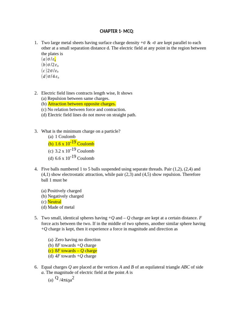 CH 1 - MCQ | PDF