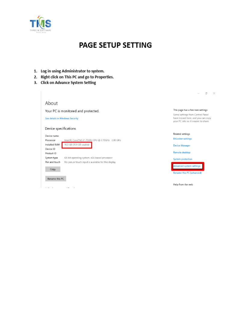 Page Setup Setting | PDF