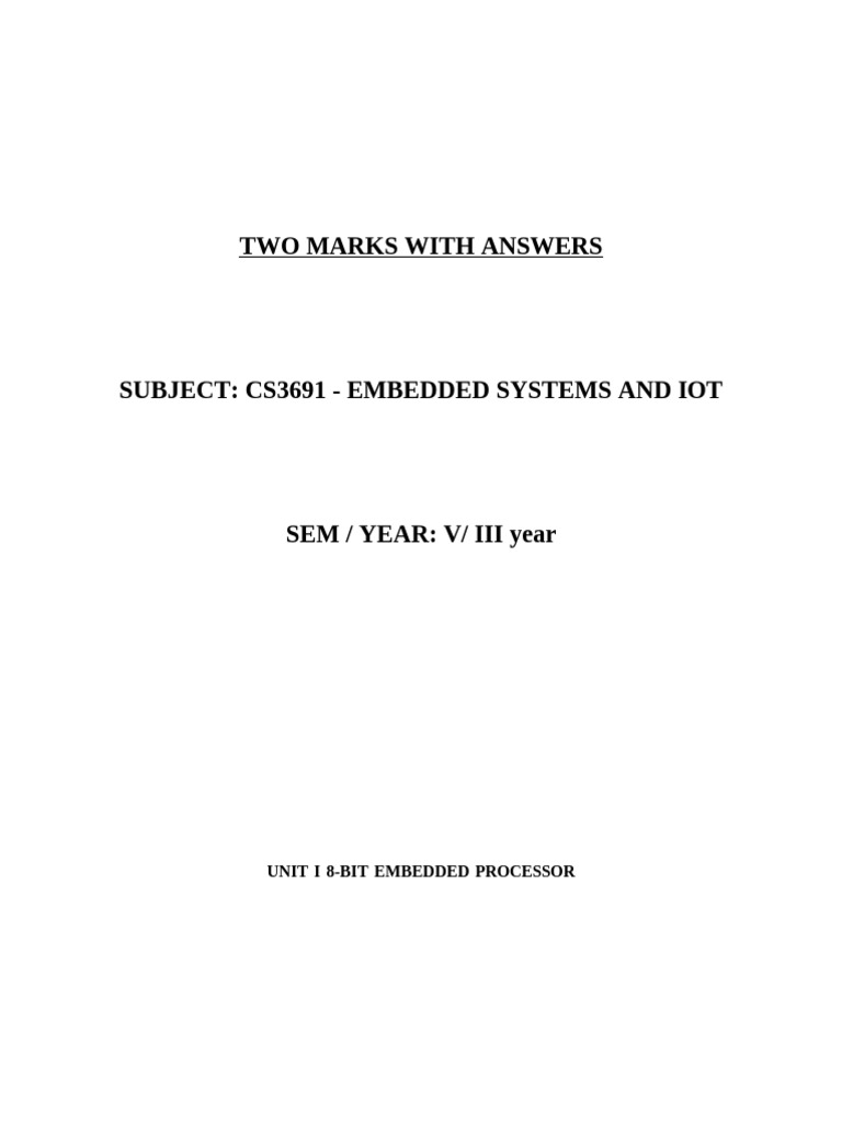 Cs3691 Important Two Marks Compress | PDF | Microcontroller | Random ...