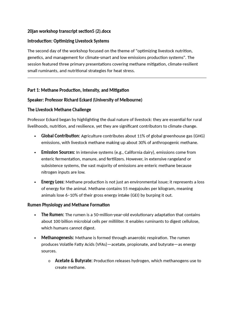 20jan Workshop Transcript Section5 | PDF | Ruminant | Antioxidant