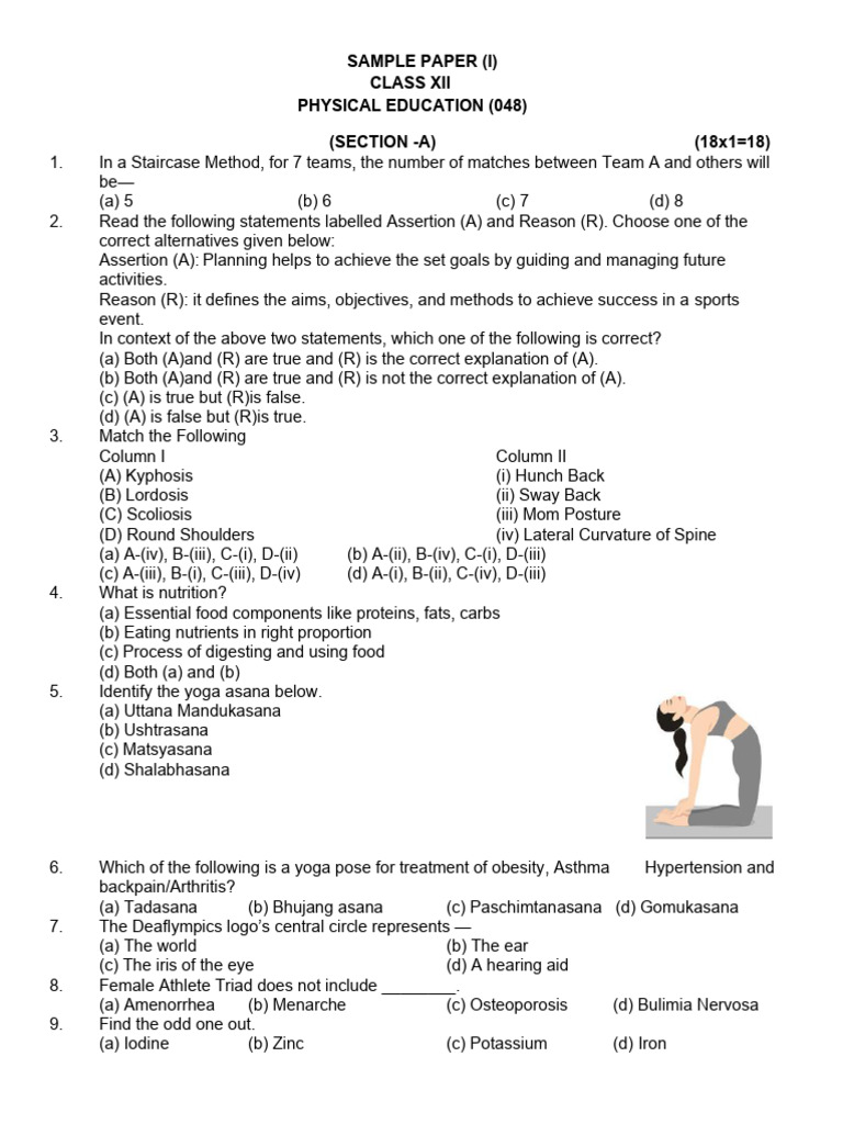 Sample Papers +2 (10) - 1 | PDF | Physical Fitness | Paralympic Games