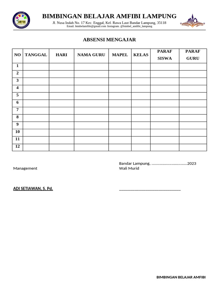 Absen Mengajar | PDF