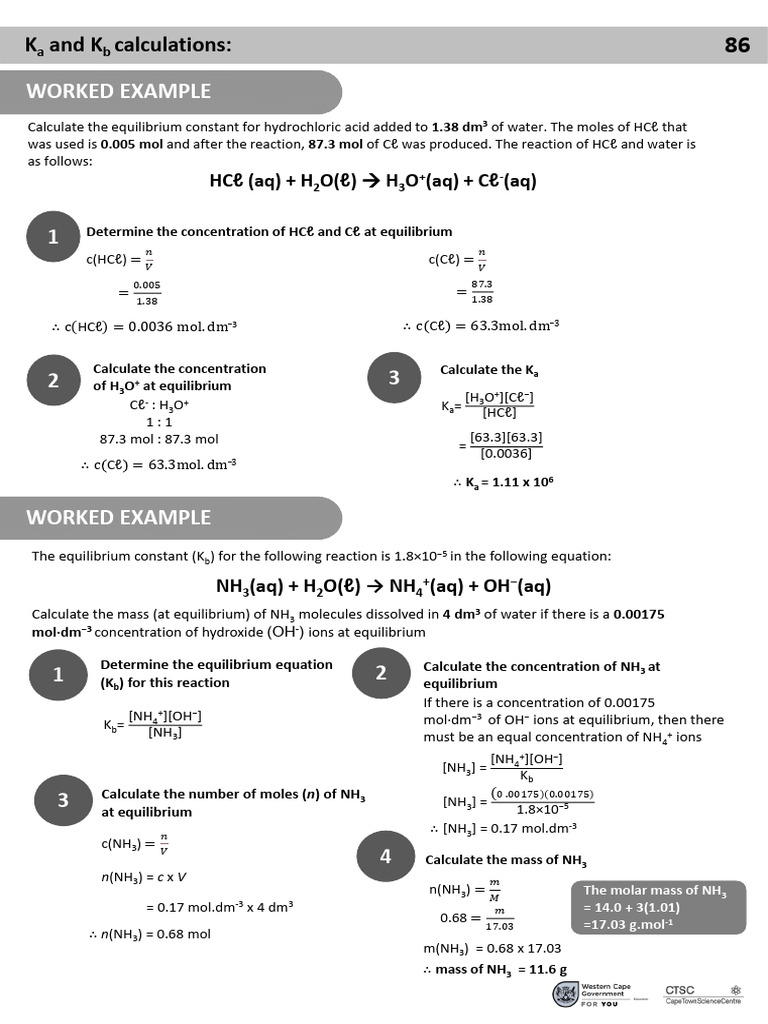 Booklet Part 6.2 Ka, KB and PH Calculations 86 - 89 | PDF | Ph ...