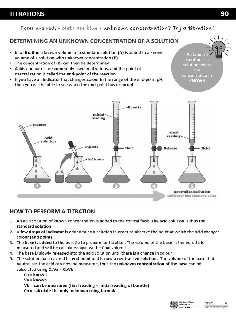 Booklet Part 6.3 Titrations 89 - 94 | PDF | Acid | Sodium Hydroxide