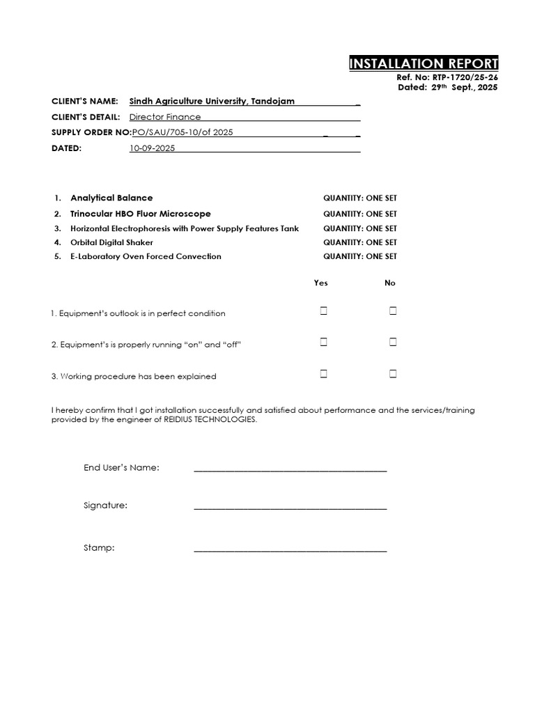 Installation Report | PDF