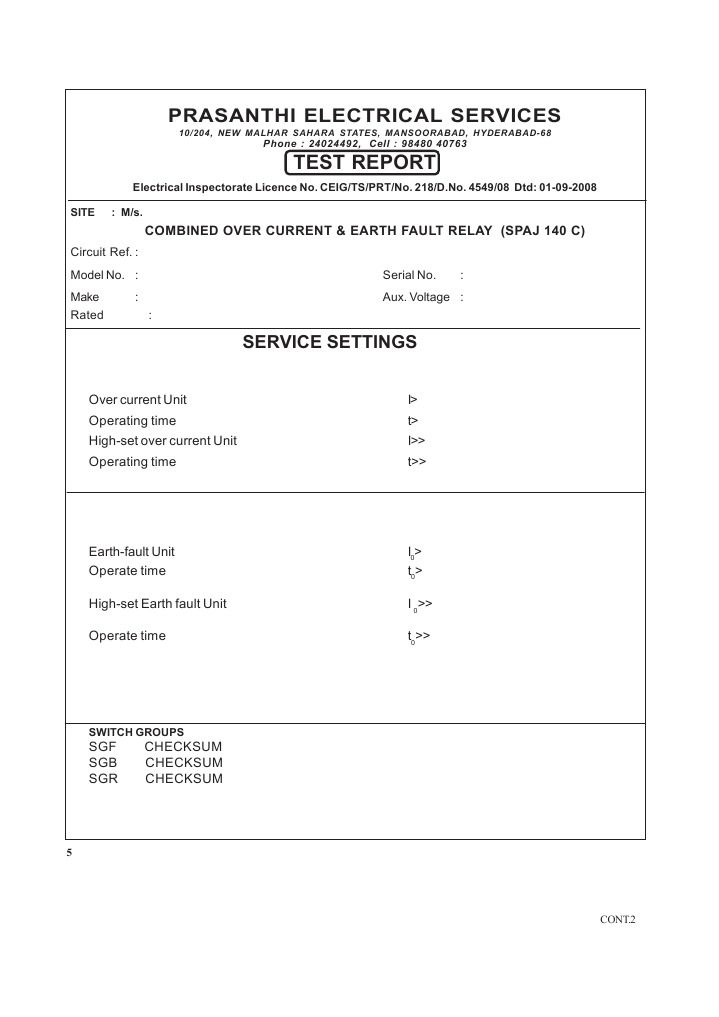 Electrical Test Report for Relay System | PDF | Science & Mathematics ...