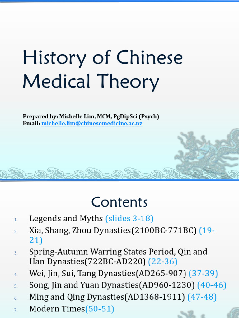 Lesson 2 History of Chinese Medical Theory Student Final | PDF ...