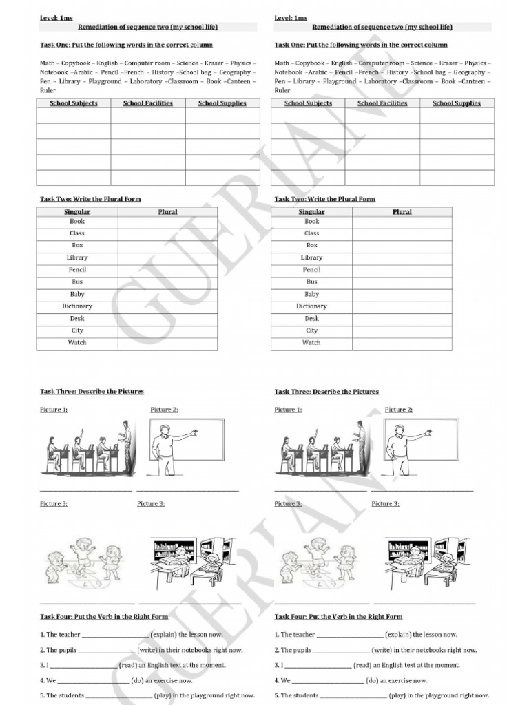 Revision For 1ms (School Life) (1) - Page-0001 | PDF