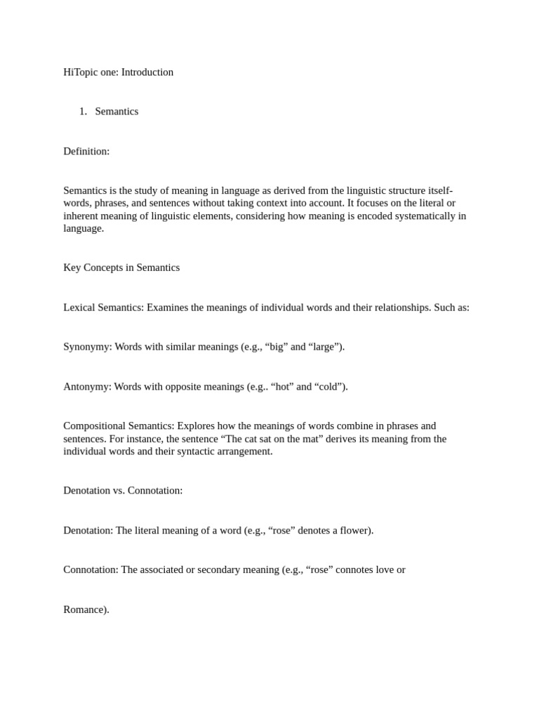 ENG 422 Semantics and Pragmatics | PDF | Semantics | Word