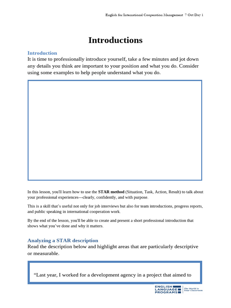 Day1 WorksheetSTAR | PDF