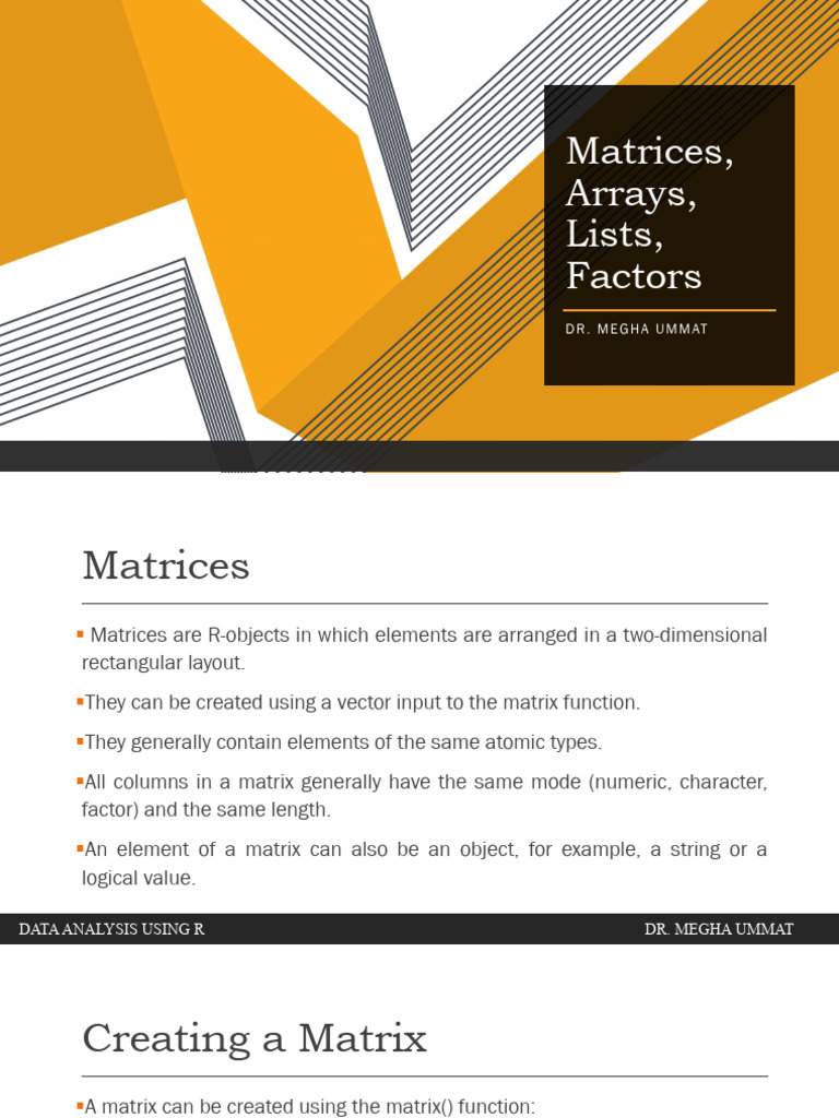 Matrices Arrays Lists P | PDF | Matrix (Mathematics) | Mathematical Objects