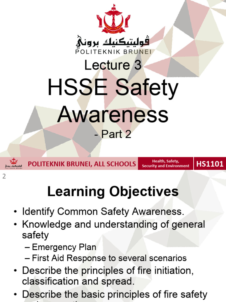 STUDENT v. Lecture 3 - HSSE Safety Awareness - Part 2 INT 11 | PDF ...