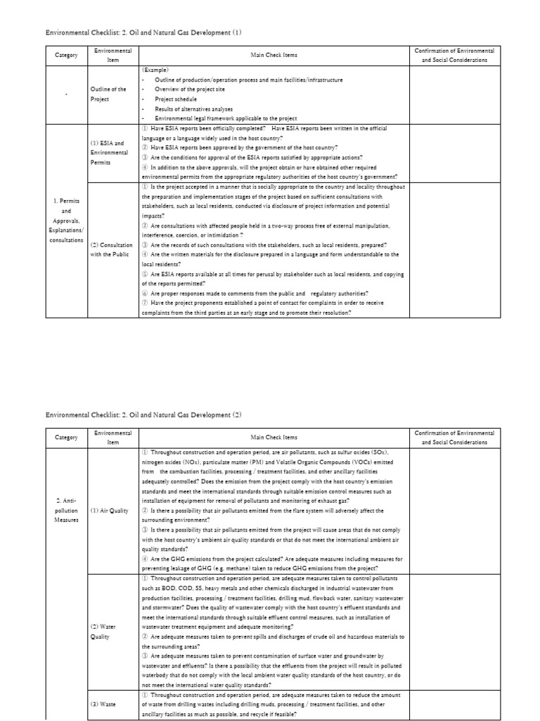 Environmental Checklist | PDF | Waste | Air Pollution