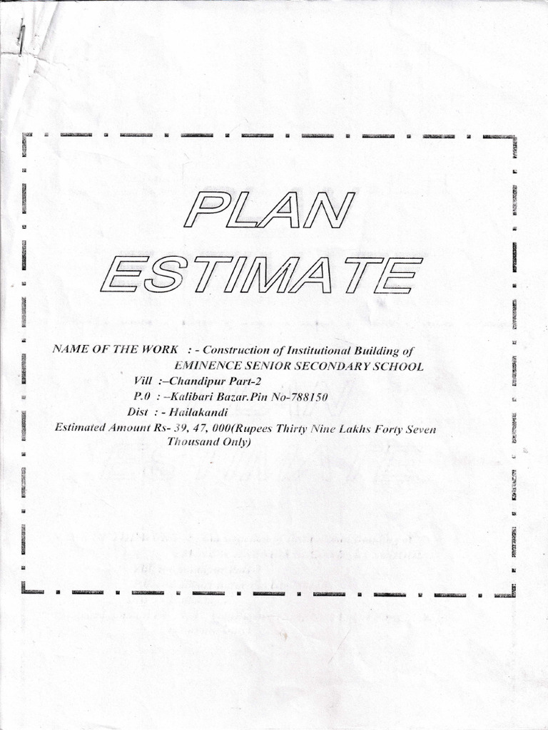 Plan and Estimate of The Proposed Building and Other Infrastructures | PDF