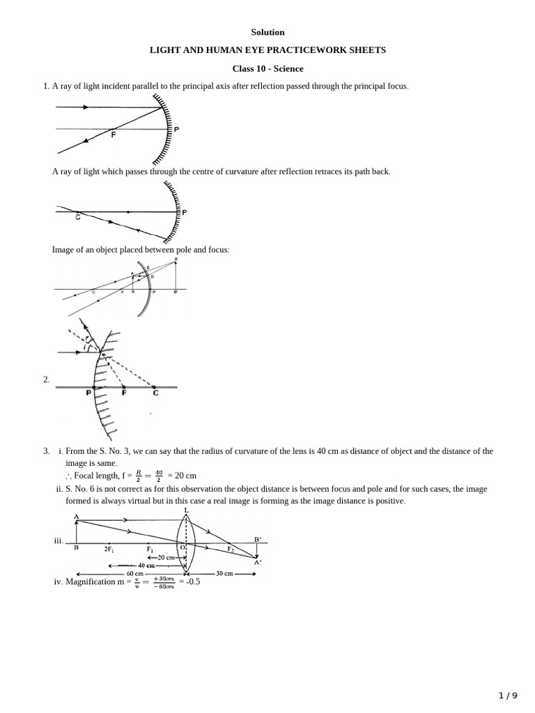 Light and Human Eye Competency Solution-1458061 | PDF | Eye ...