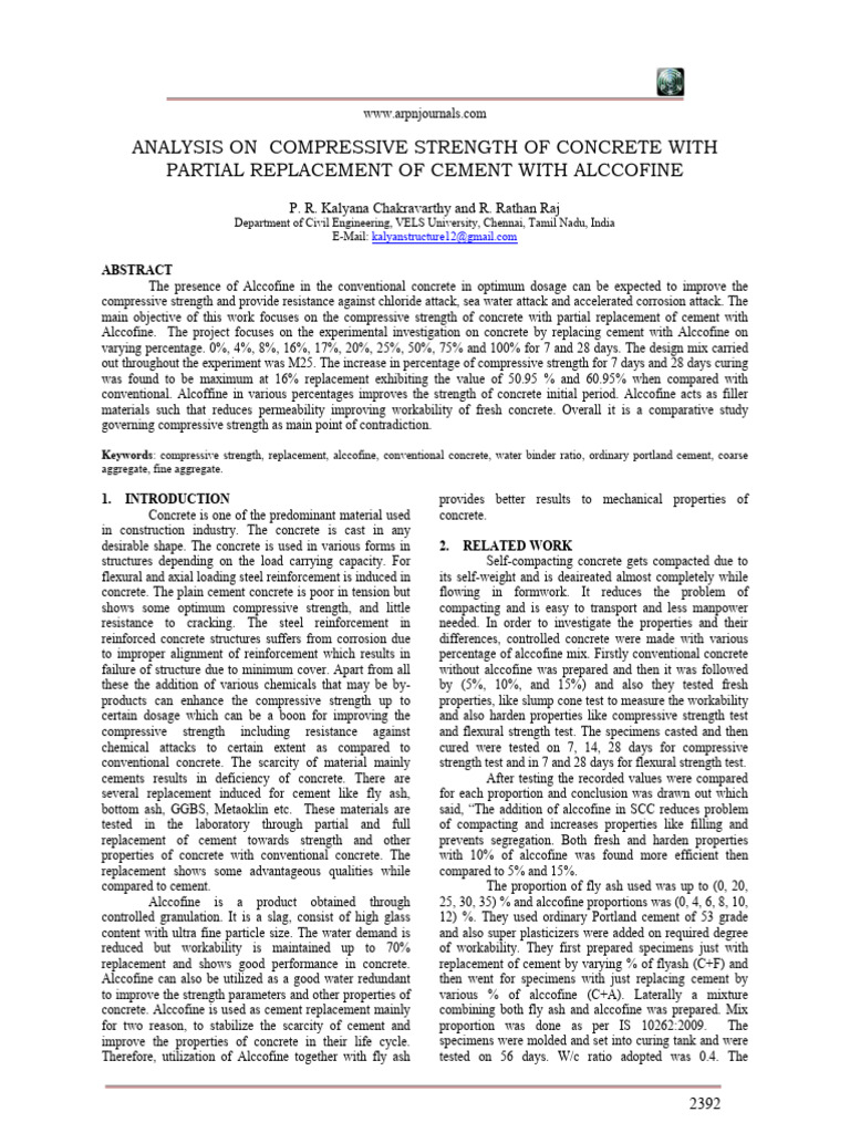 Analysis On Compressive Strength of Concrete With Partial Replacement ...