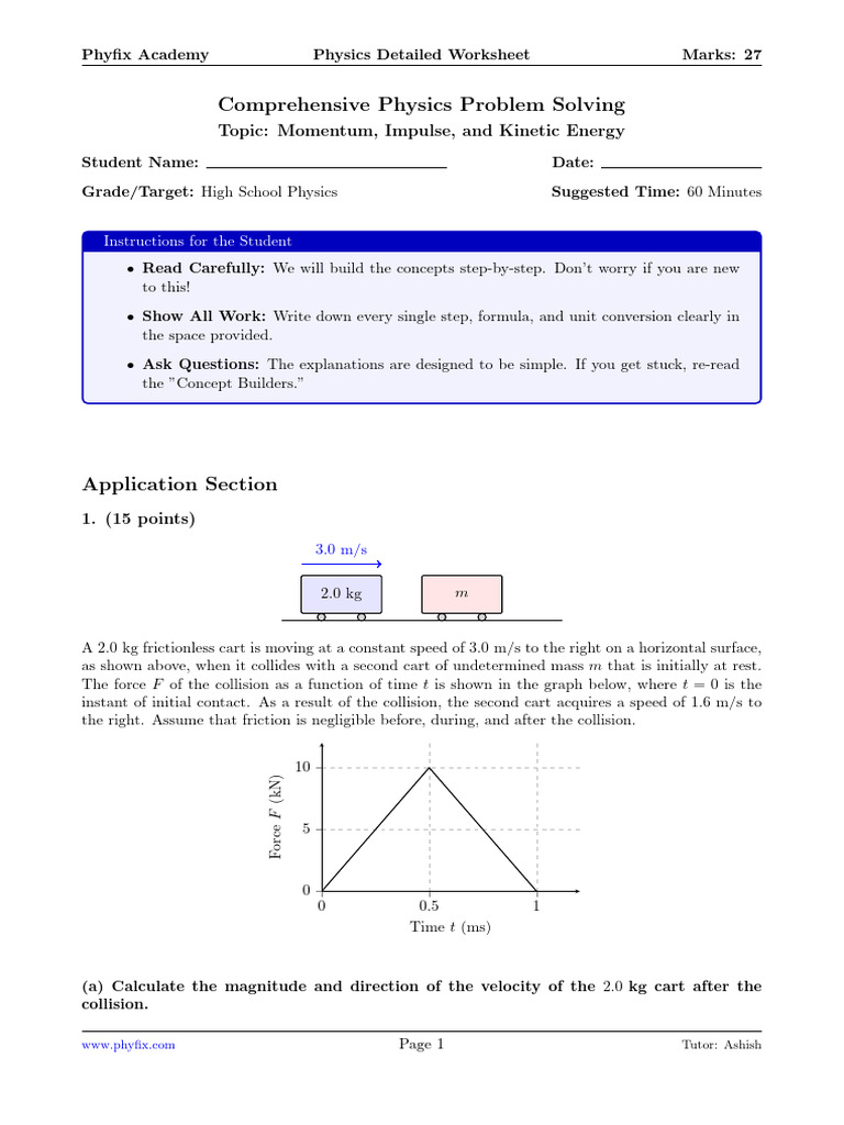 Comprehensive Physics Problem Solving: Topic: Momentum, Impulse, and ...