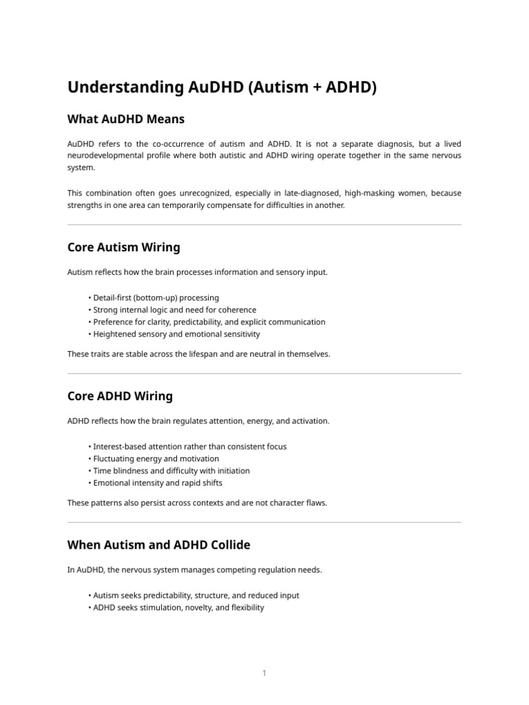 Understanding Au DHD - A One Page Explainer | PDF | Autism | Attention ...
