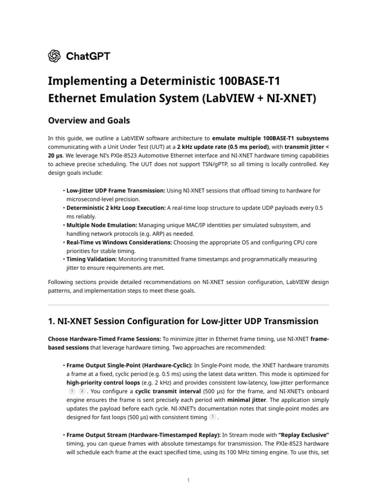Implementing A Deterministic 100BASE-T1 Ethernet Emulation System ...