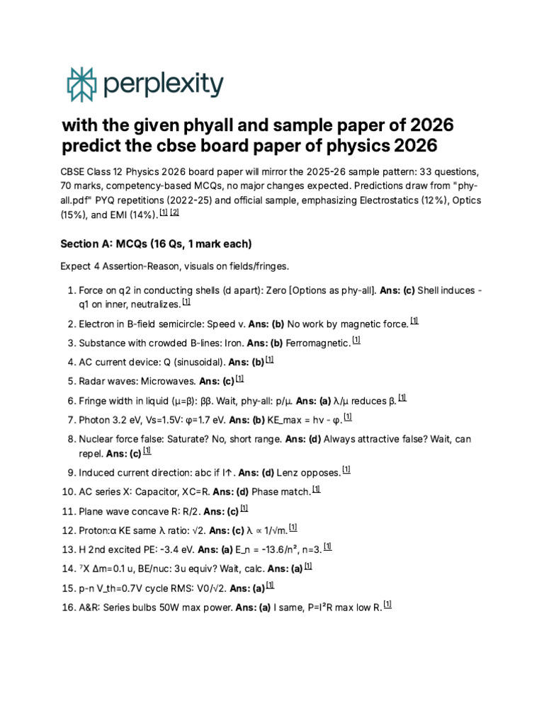 With The Given Phyall and Sample Paper of 2026 Pre | PDF ...