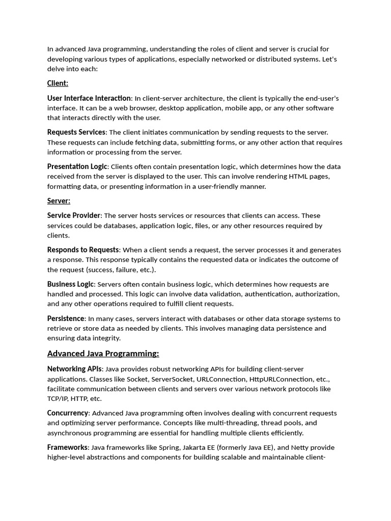 U4 Role of Client & Server | PDF | Client–Server Model | Java ...