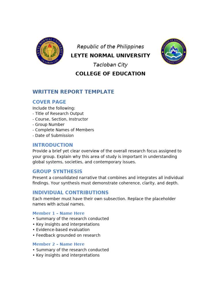 Written Report Template | PDF
