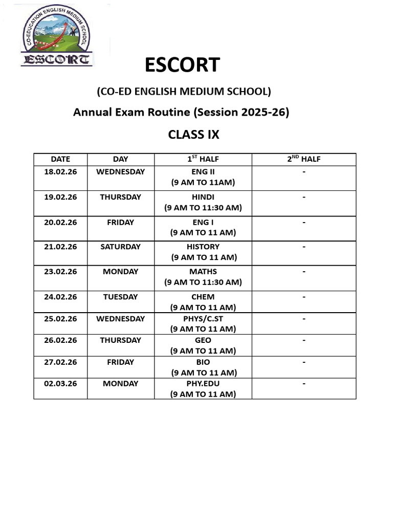 Class 9 Routine | PDF