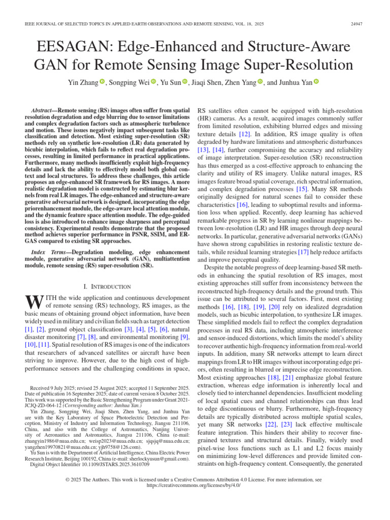 EESAGAN Edge-Enhanced and Structure-Aware GAN For Remote Sensing Image ...