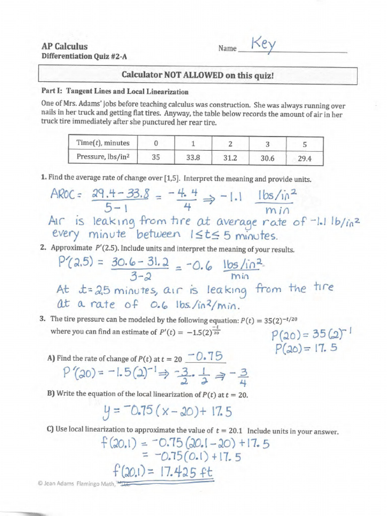 Unit 2 Quiz Form A Key | PDF