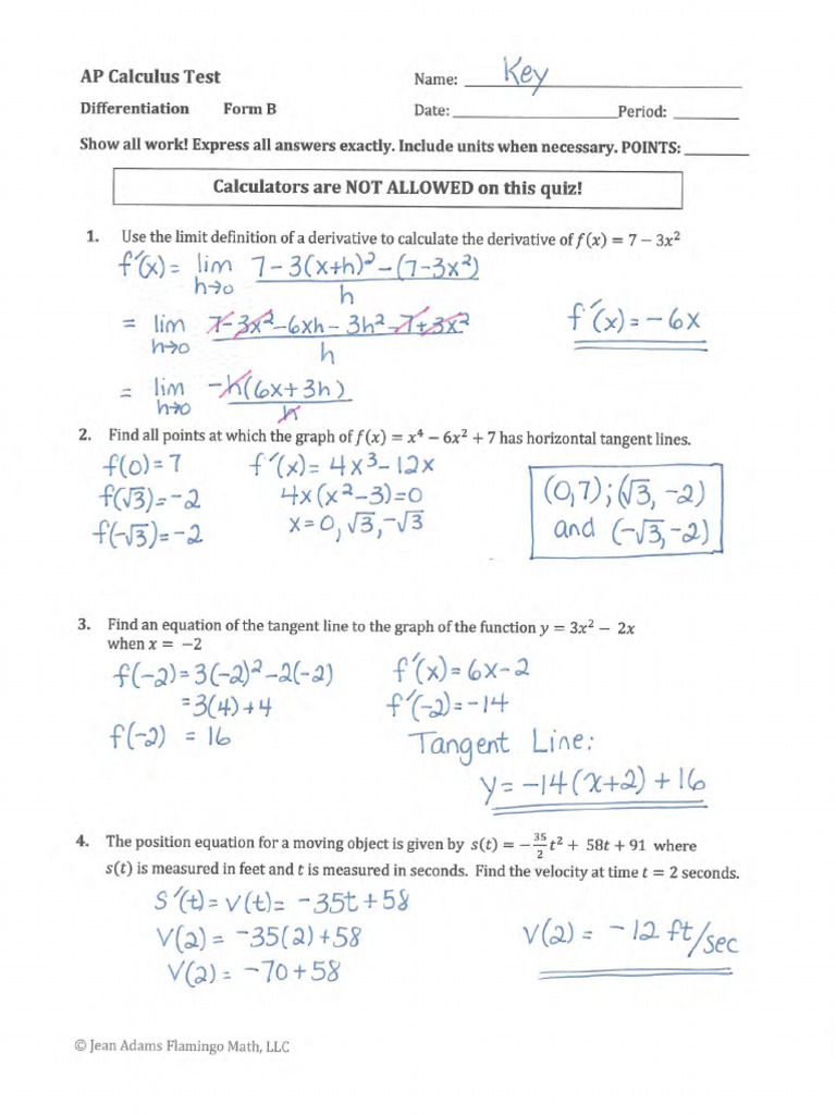 Unit 2 Test Form B Key | PDF