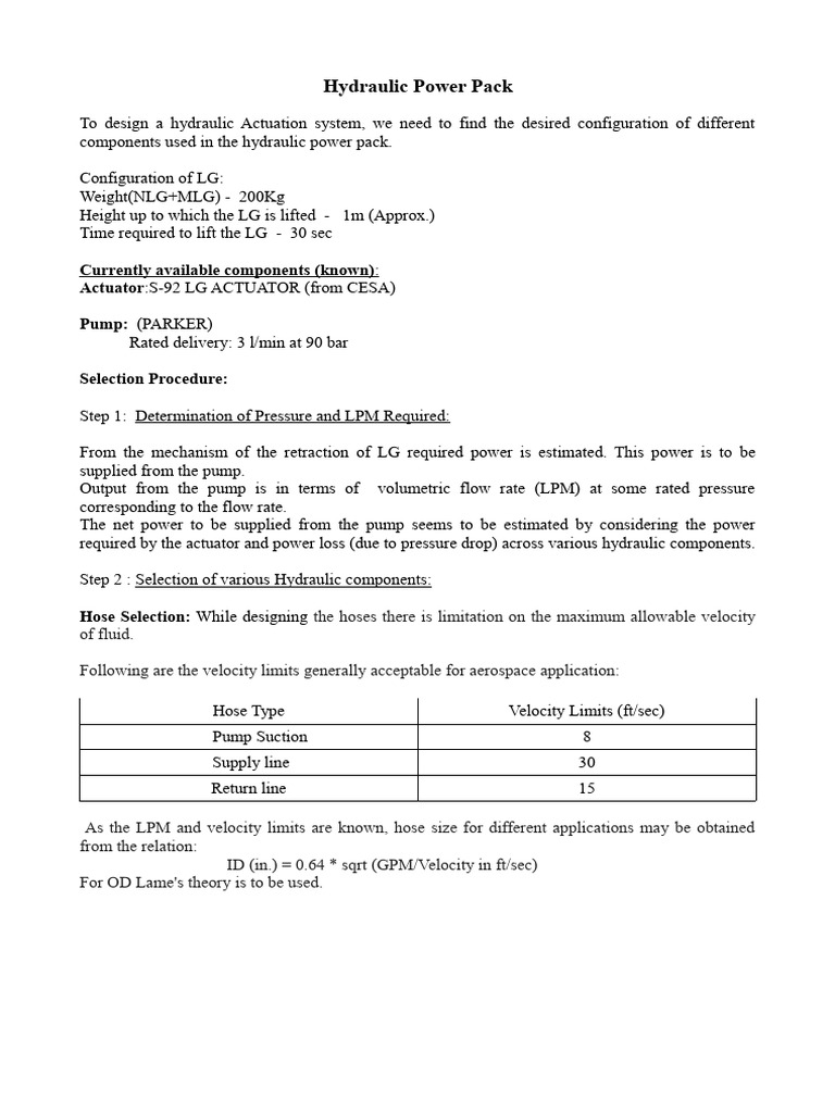 Hydraulic Power Pack Design Calculations | PDF | Valve | Pump