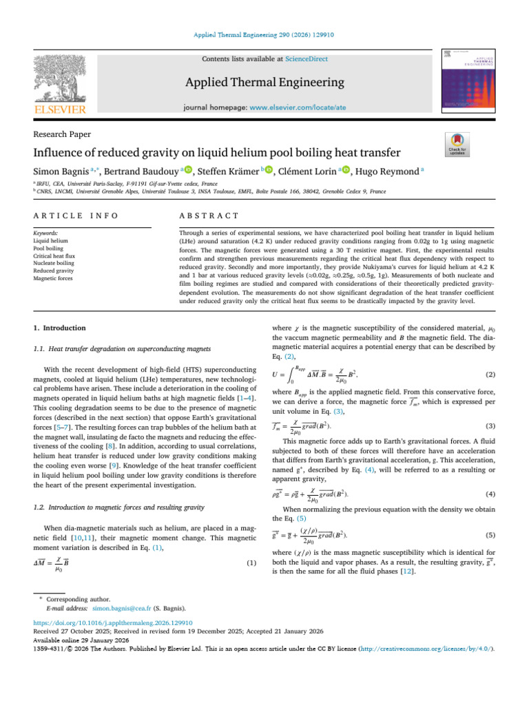 Influence of Reduced Gravity On Liquid Helium Pool 2026 Applied Thermal ...