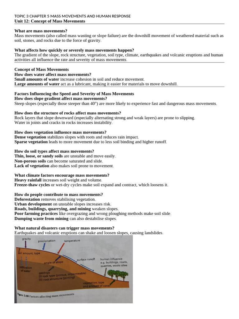 Topic 3 Chapter 5 Mass Movements and Human Response | PDF | Landslide ...