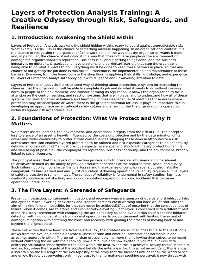 Layers of Protection Analysis Training - A Creative Odyssey Through ...