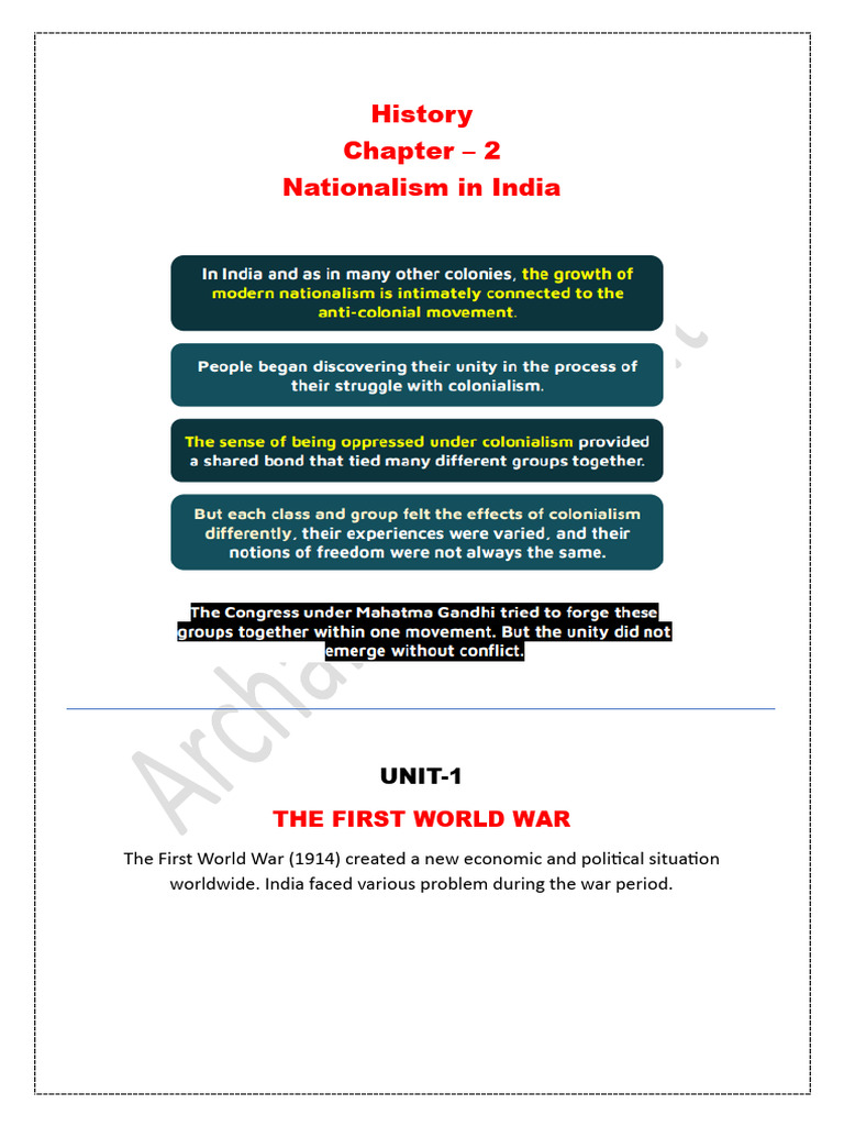 Nationalism in IndiaUNIT-1 | PDF | Mahatma Gandhi | Indian Independence ...
