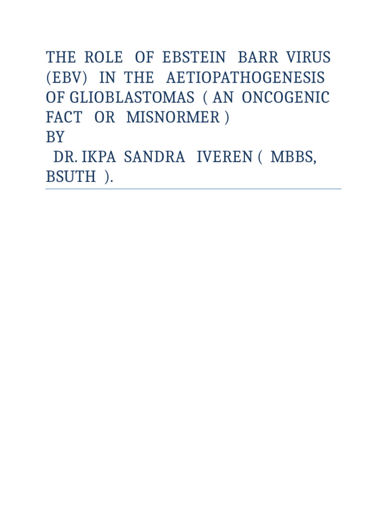 The Role of Ebstein Barr Virus | PDF