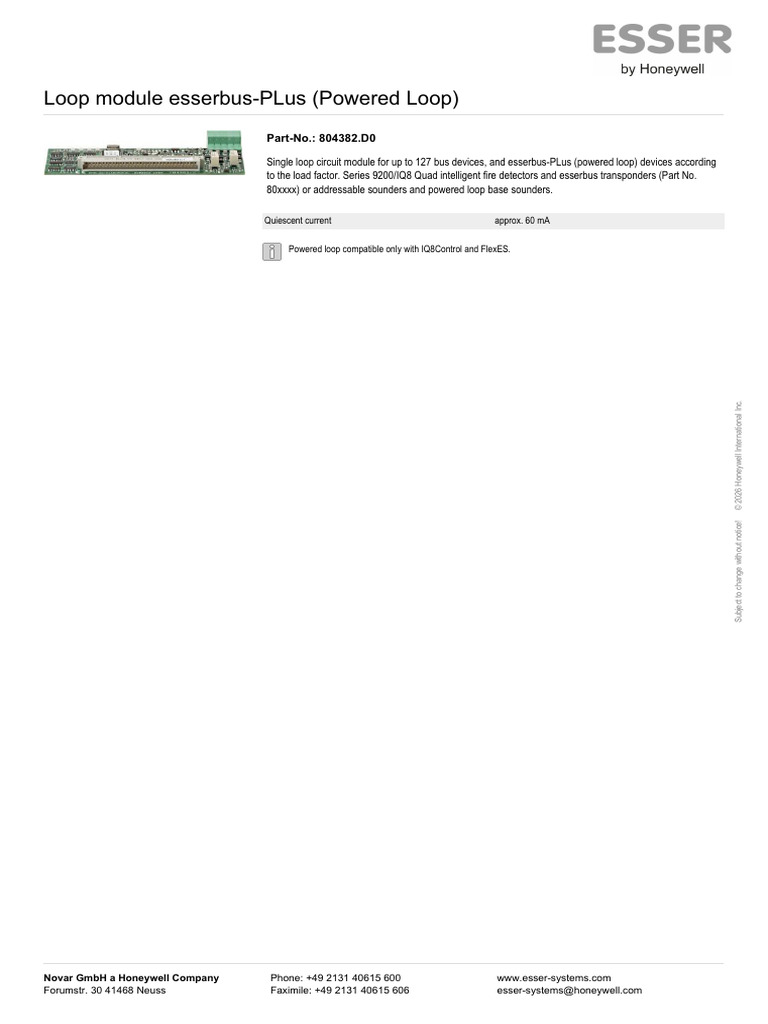 804382.D0 - Loop Module Esserbus-PLus Powered Loop | PDF
