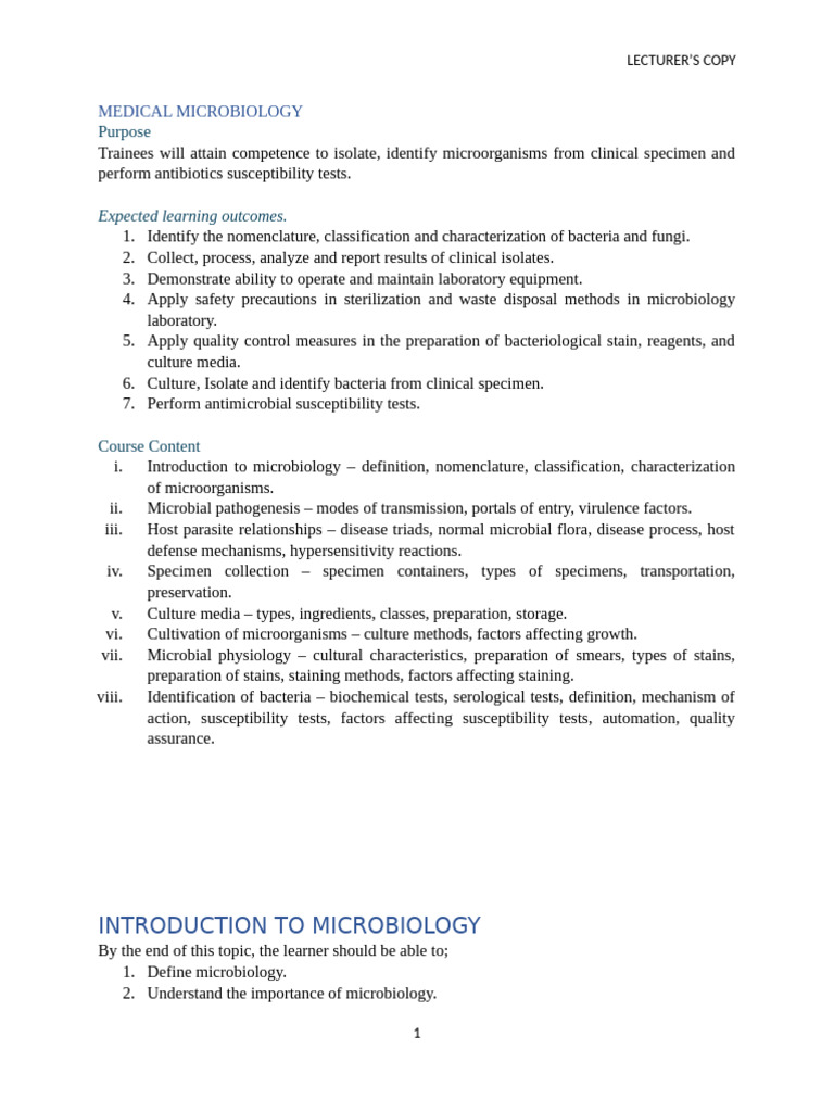 1 Introduction To Microbiology | PDF | Microorganism | Microbiology