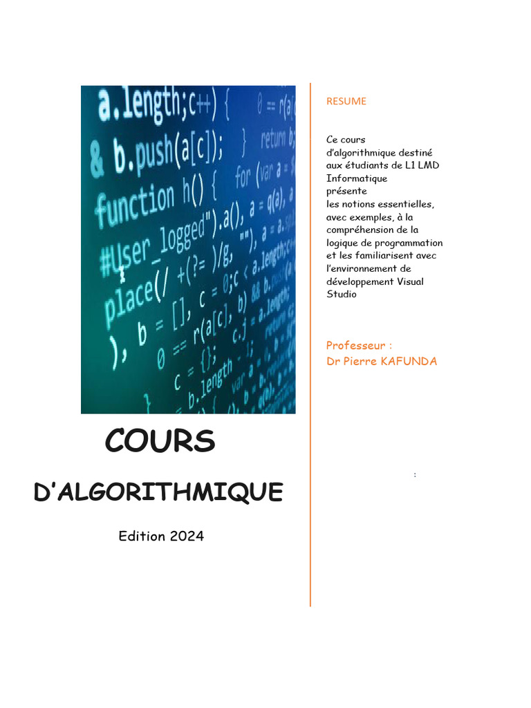 Support Logique de Programmation | PDF | Programme informatique ...