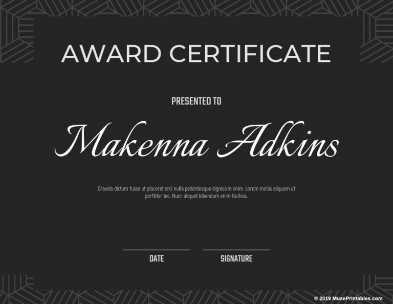 Black Minimalist Award Certificate Watermarked | PDF
