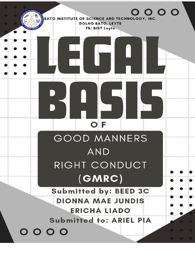 Legal Basis of Good Manners and Right Conduct GMRC Module Group3 | PDF ...