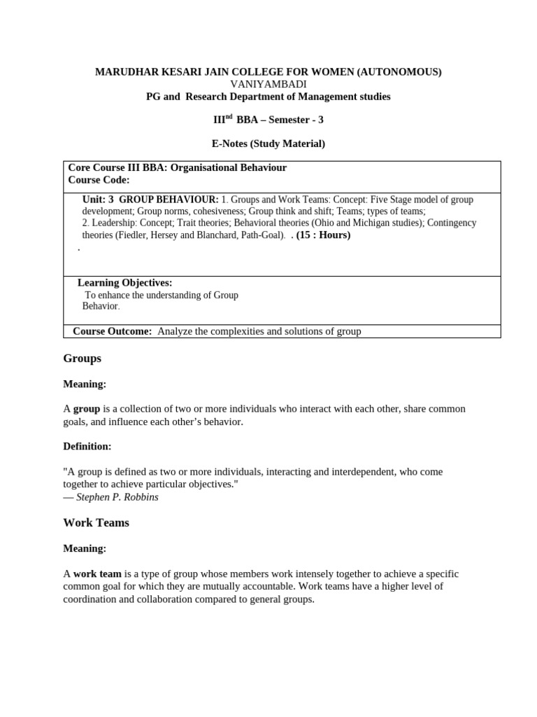 Unit 3 Ob | PDF | Leadership | Social Psychology