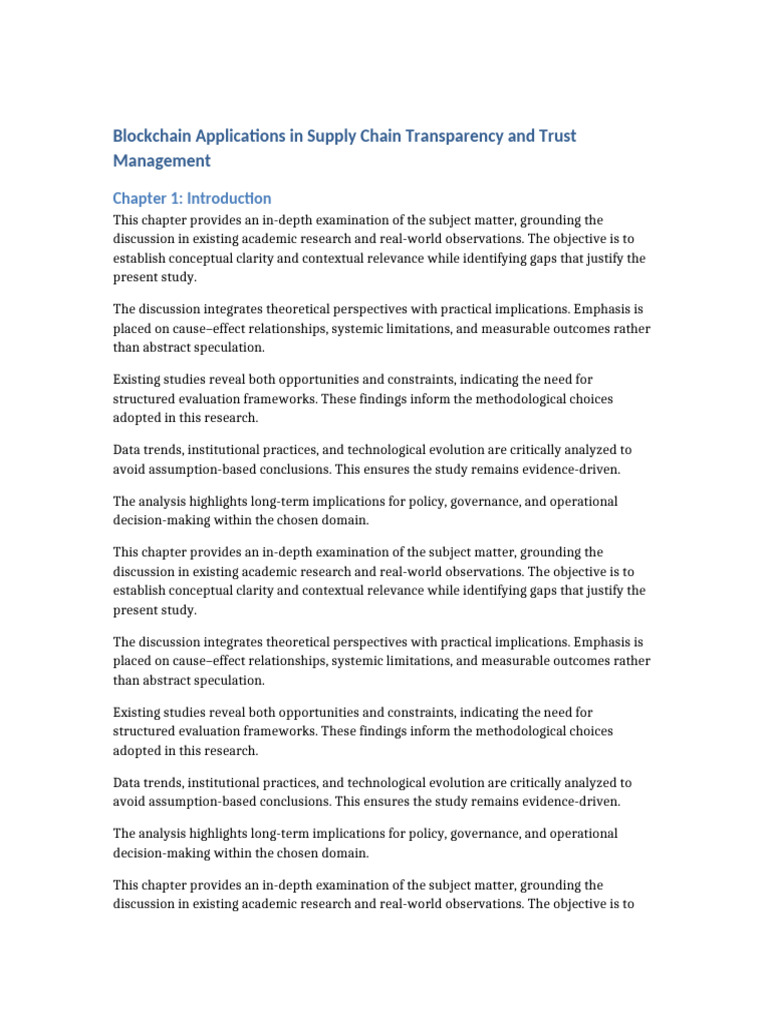 Thesis 5 Blockchain Supply Chain 11 Pages | PDF | Methodology | Evaluation
