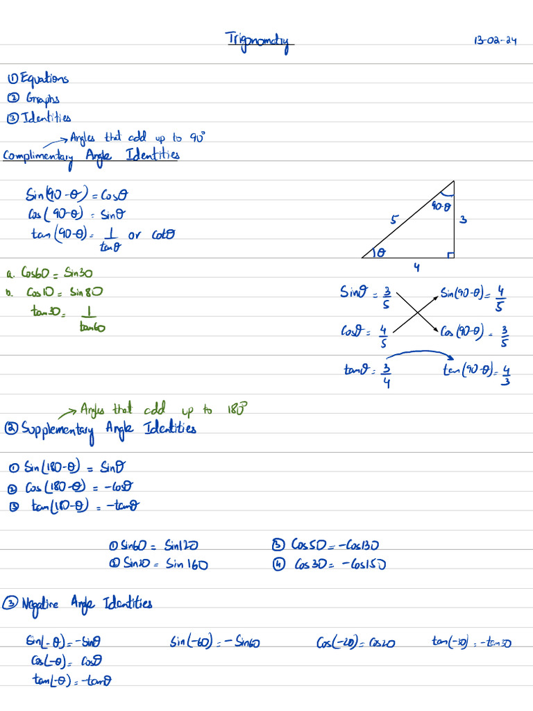 Trigonometry Notes | PDF