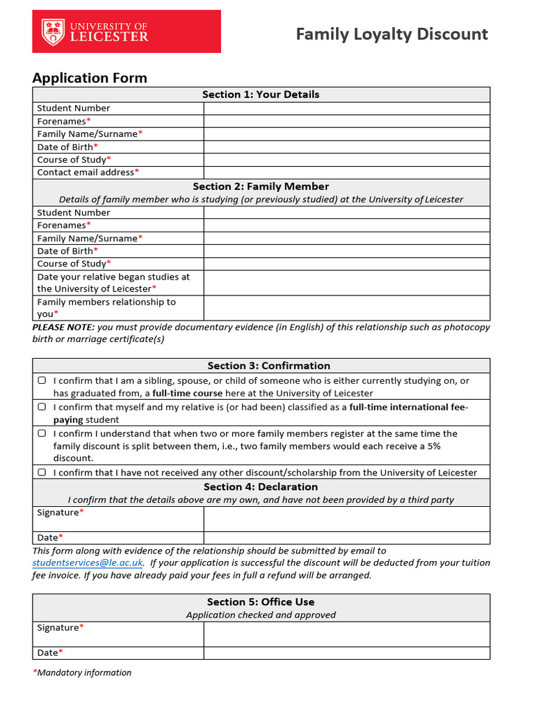Family Loyalty Discount Application | PDF