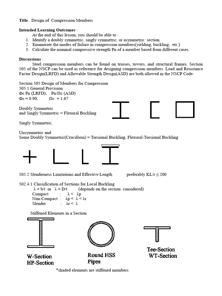 M3 Design of Compression Members | PDF | Buckling | Mechanics