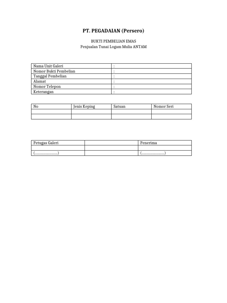 Draf Form Pembelian Kosong | PDF