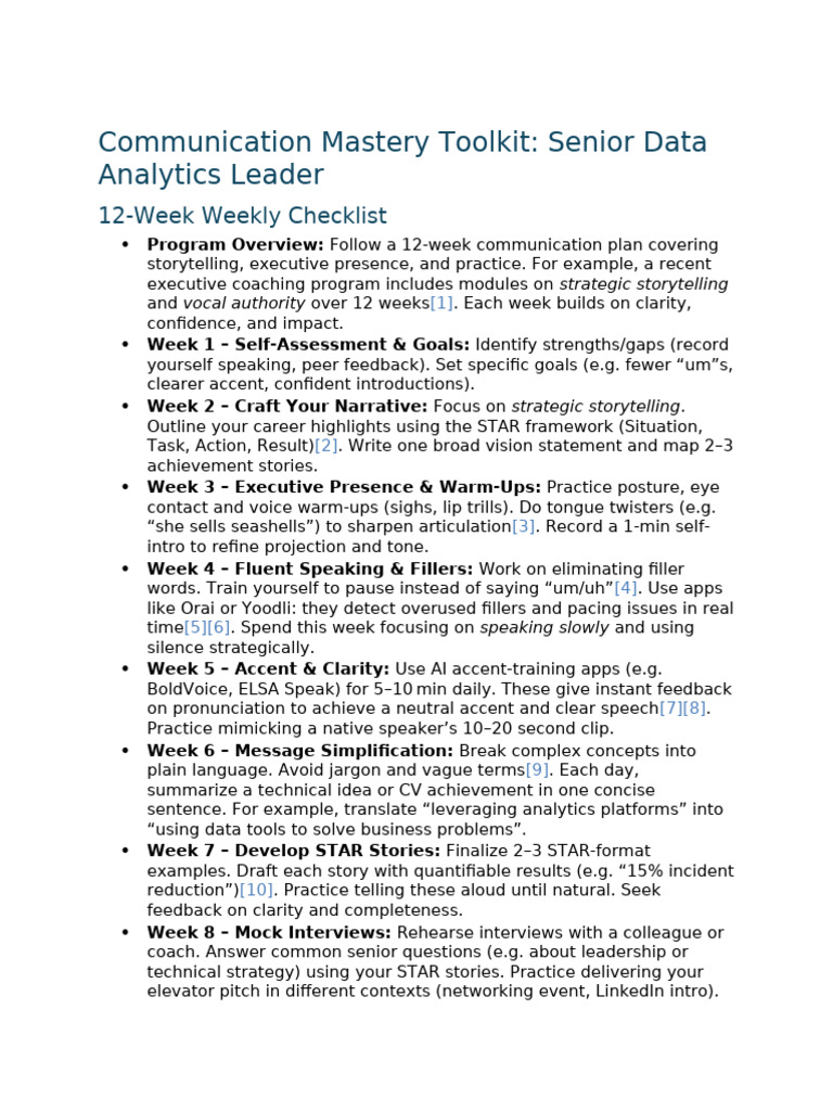 Communication Mastery Toolkit - Senior Data Analytics Leader | PDF ...